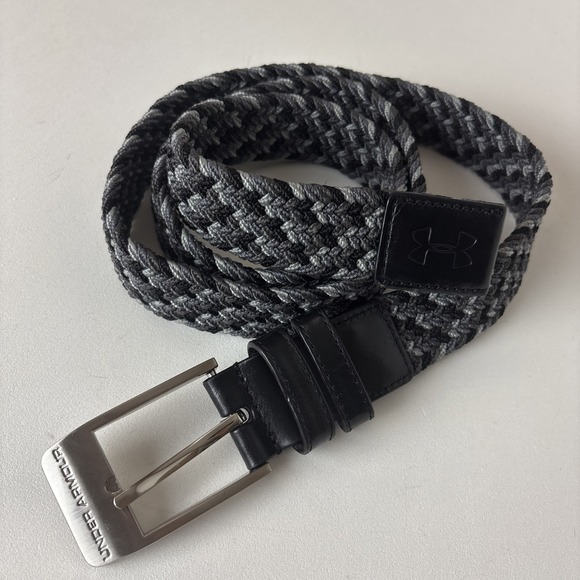 Under Armour Stretch Golf Belt Grey Black Braided Stretch Style 1267067 49" long - Picture 1 of 8